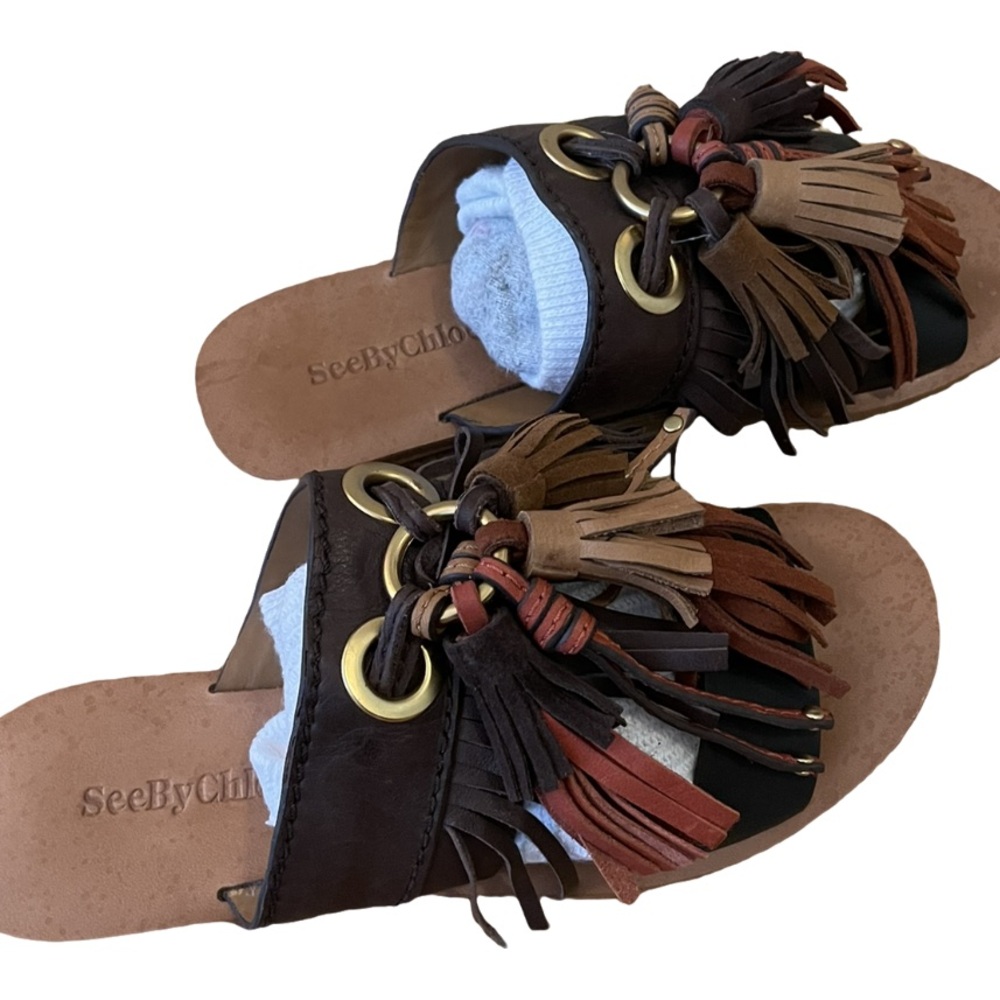See By Chloe Leather Tassle Sandals View 3